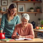 Older woman getting assitance from staff