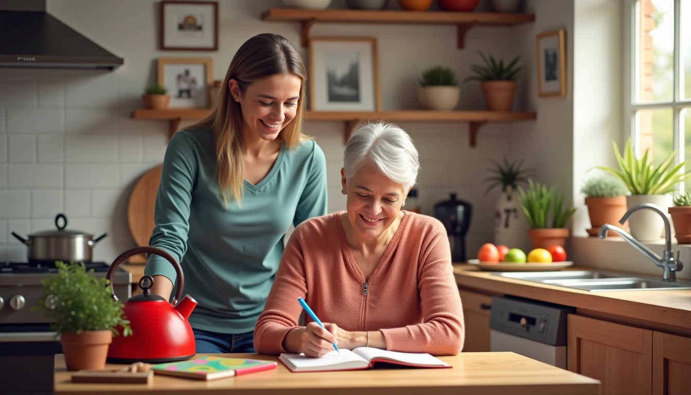 Older woman getting assitance from staff