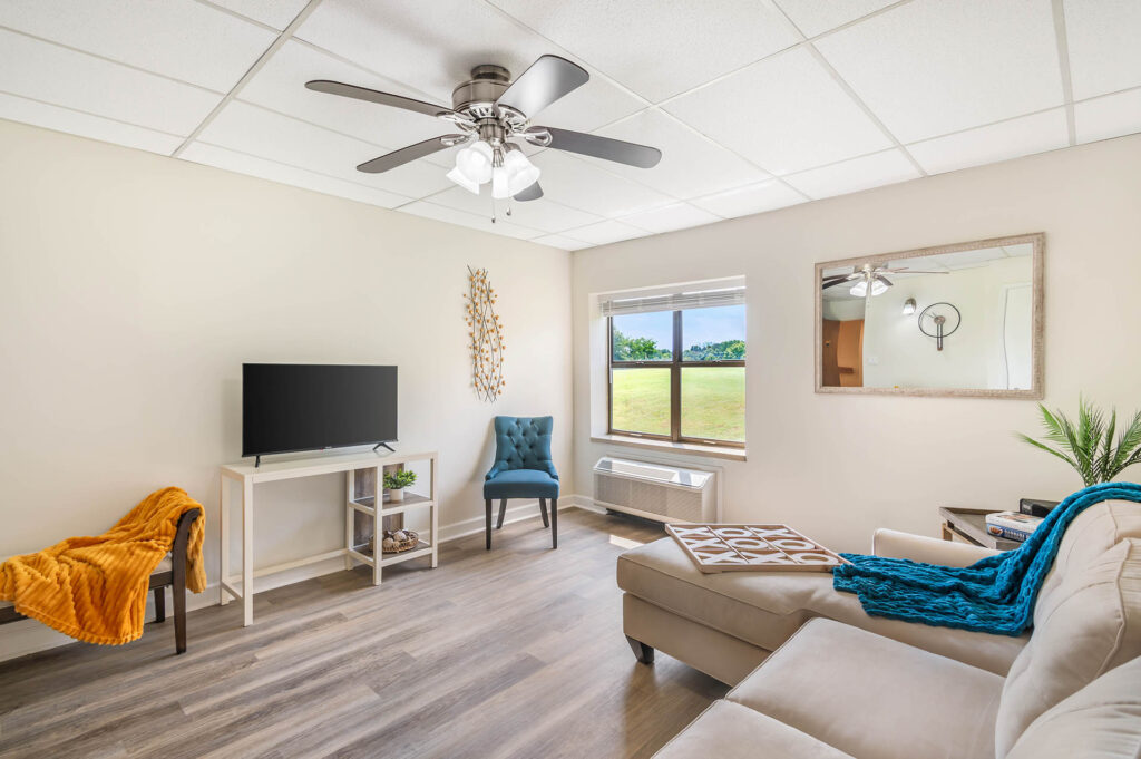 Bright, modern independent senior living apartment at Park Place in Hendersonville